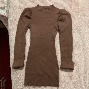 SHEIN Elegant Brown Ribbed Knit Dress size M